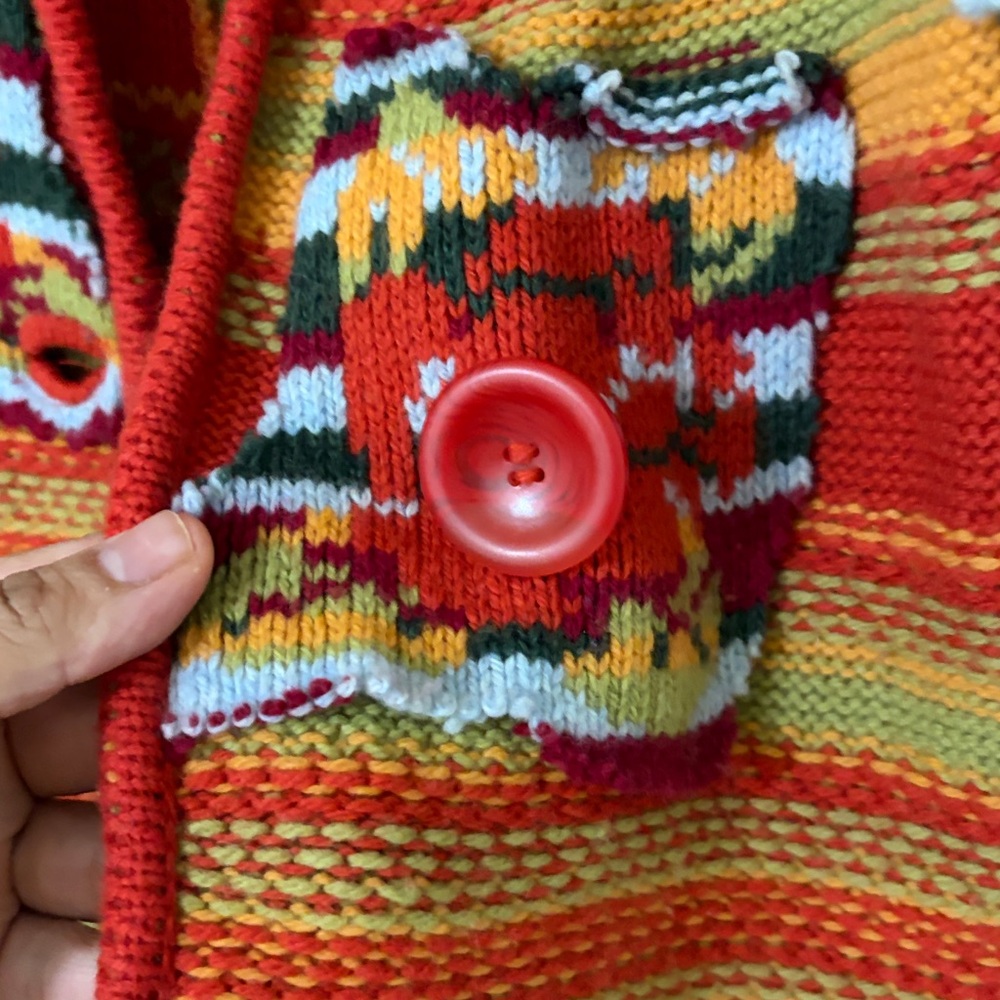 SALE! IVKO Wool Longline Duster Length Cardigan Sweater Colorful Boho Size Large - Picture 5 of 5